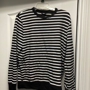 H&M Mens M Black+White striped Sweater
